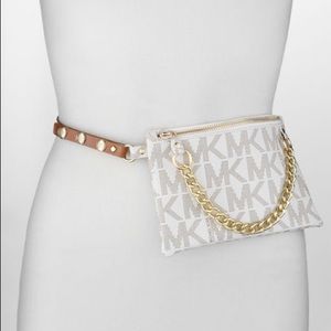 BNWT Michael Kors White Logo Belt Bag